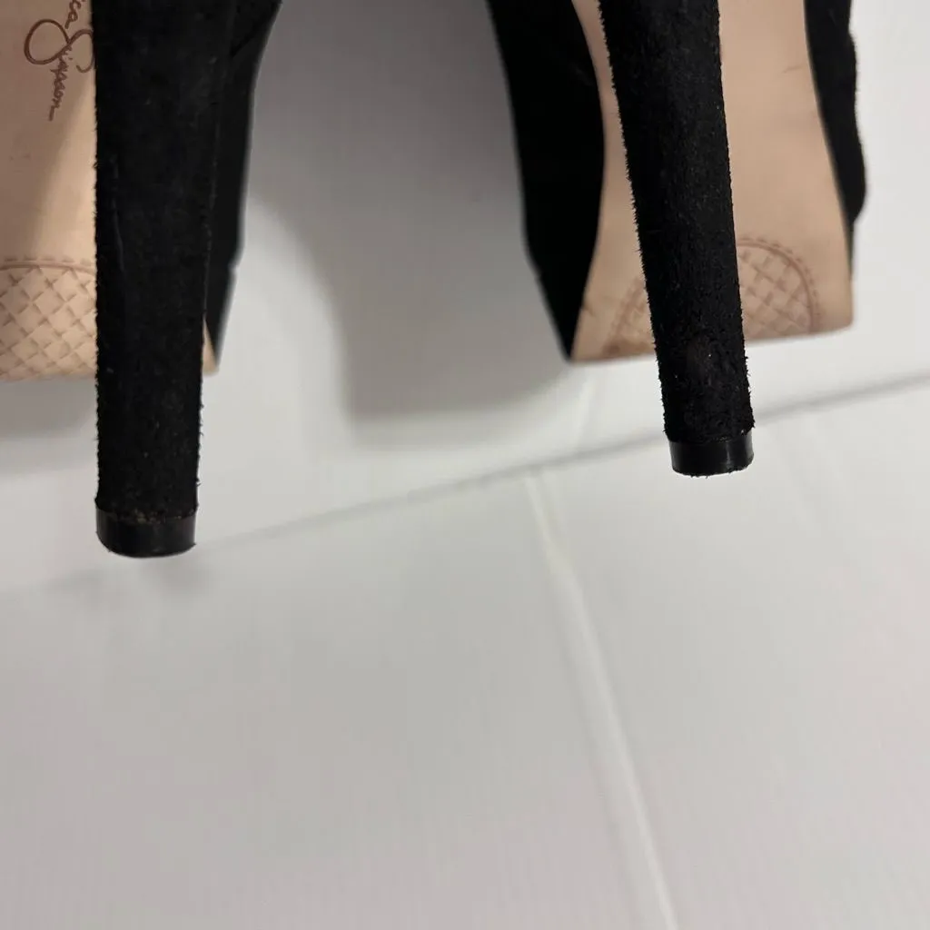 Jessica Simpson Rachie Black Suede platform bootie Heeled Boots women size 8 M - Image 7