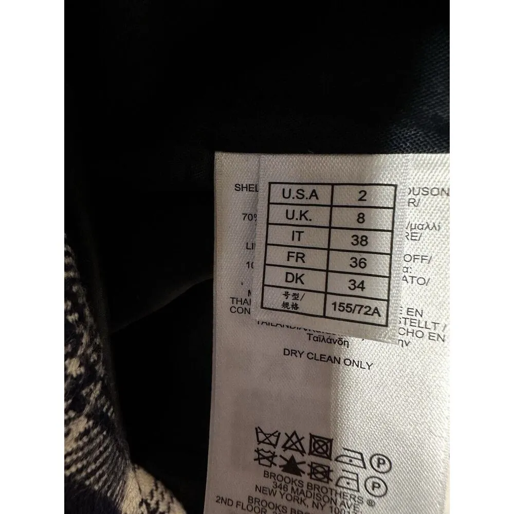 Brooks Brothers 346 Sheath Dress Blue White Check Wool Classic Career Size 2 - Image 5