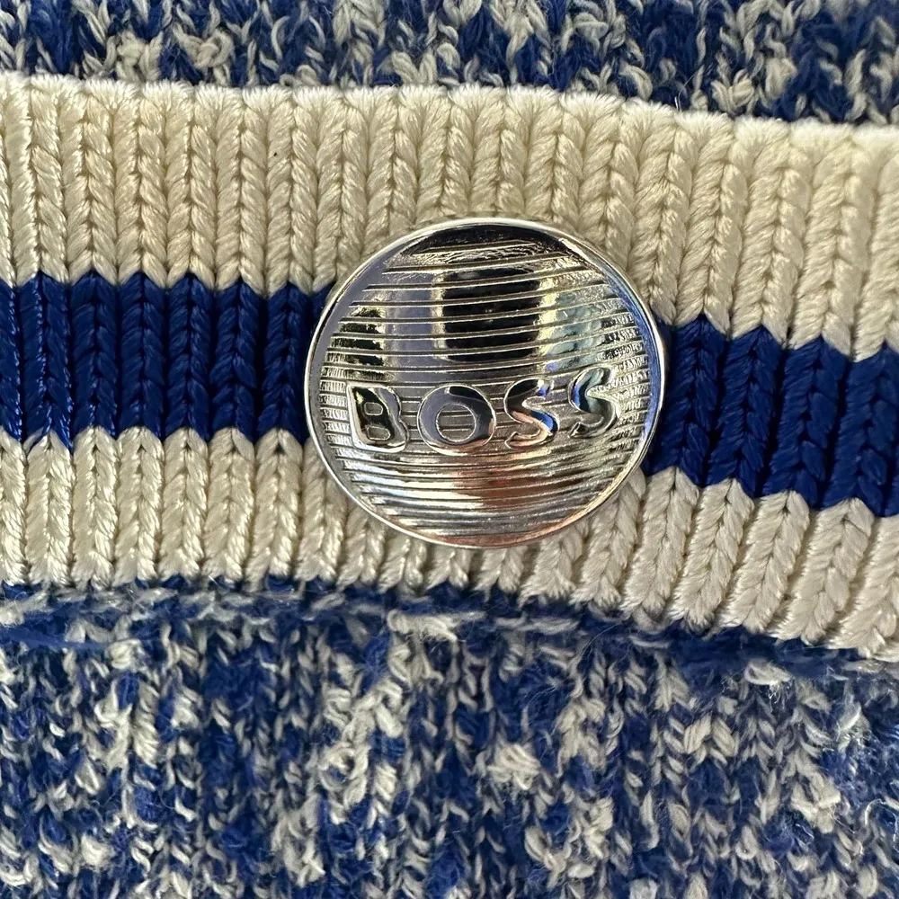 Hugo Boss Folonia Boucle Stripe Cardigan Surf Melange Size Medium - Image 14