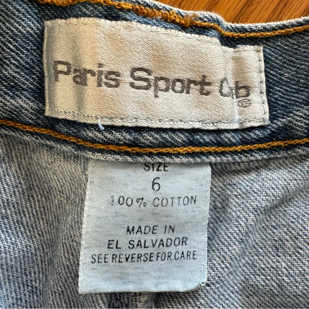 Paris‎ Sports club size 6 vintage Jean shorts bareback Blue - Image 4