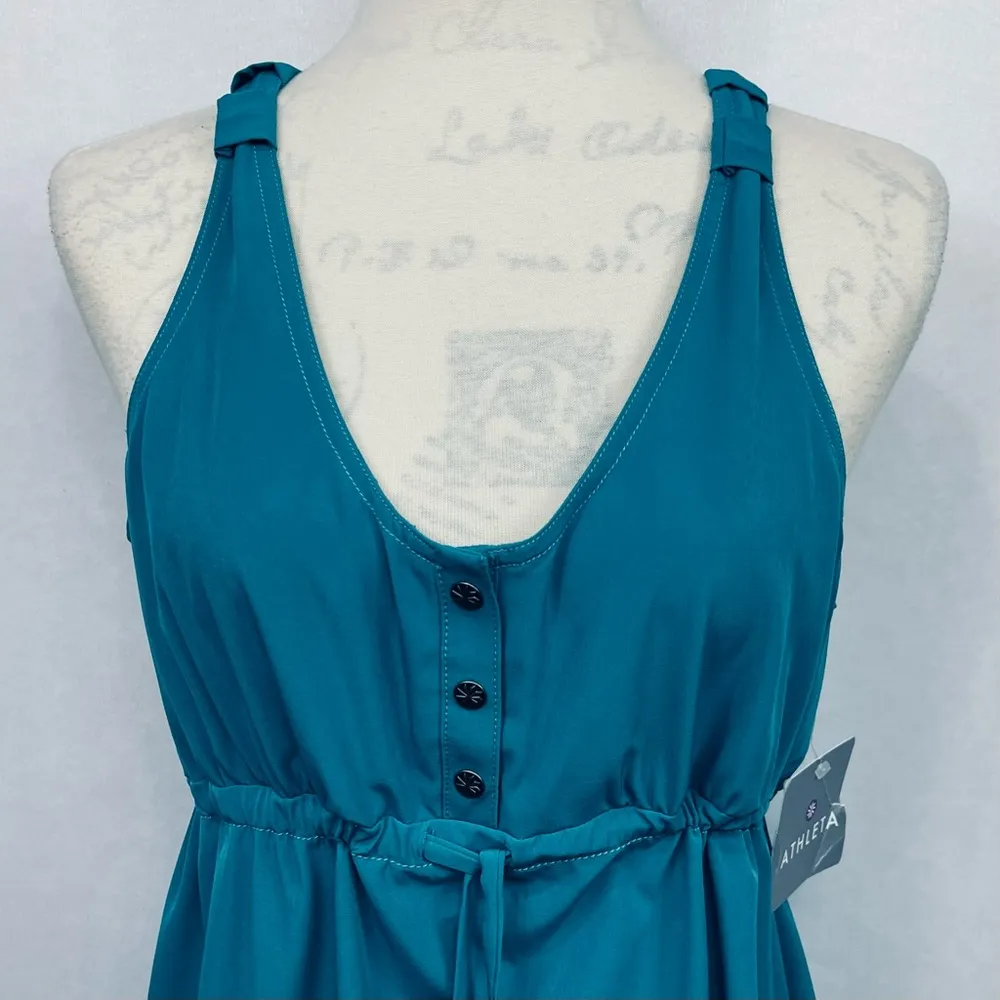 Athleta Blue Tank Spaghetti Strap Drawstring Mini Casual Dress - Image 6