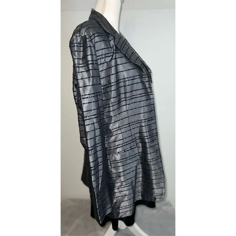 Vintage Metallic Blazer Shacket Women’s 16 Silver - Image 2
