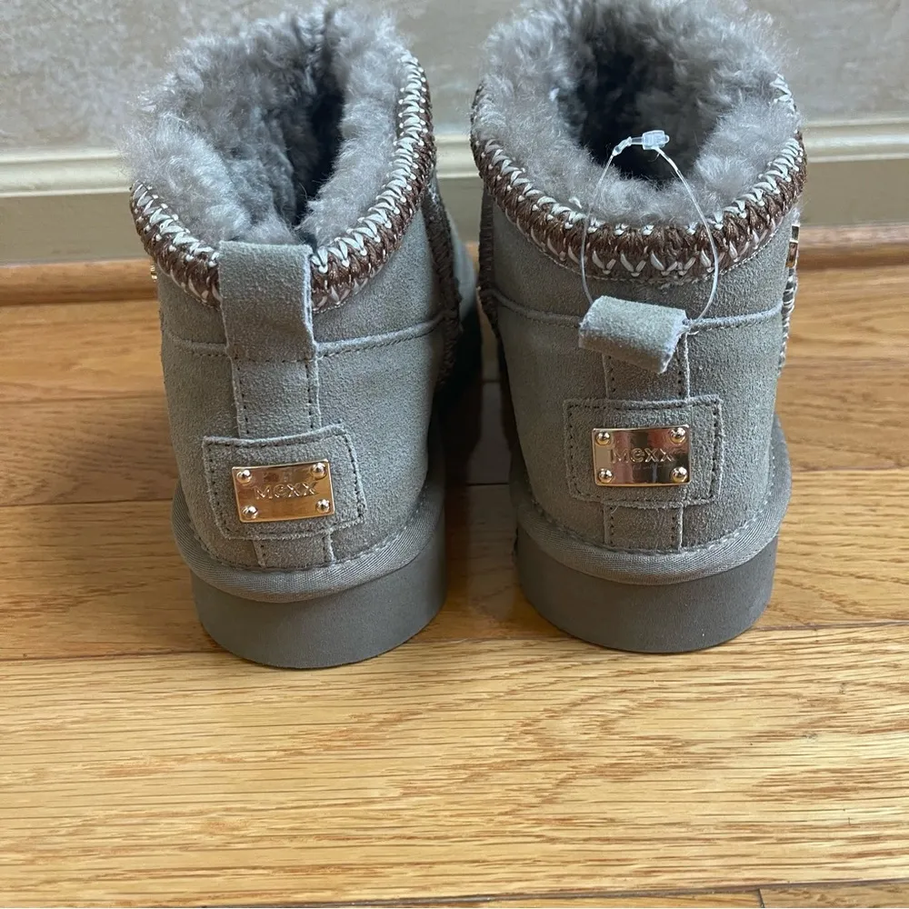 Mexx Olive suede Genuine shearling Ankle Mini Boots Sz 39 Green - Image 5