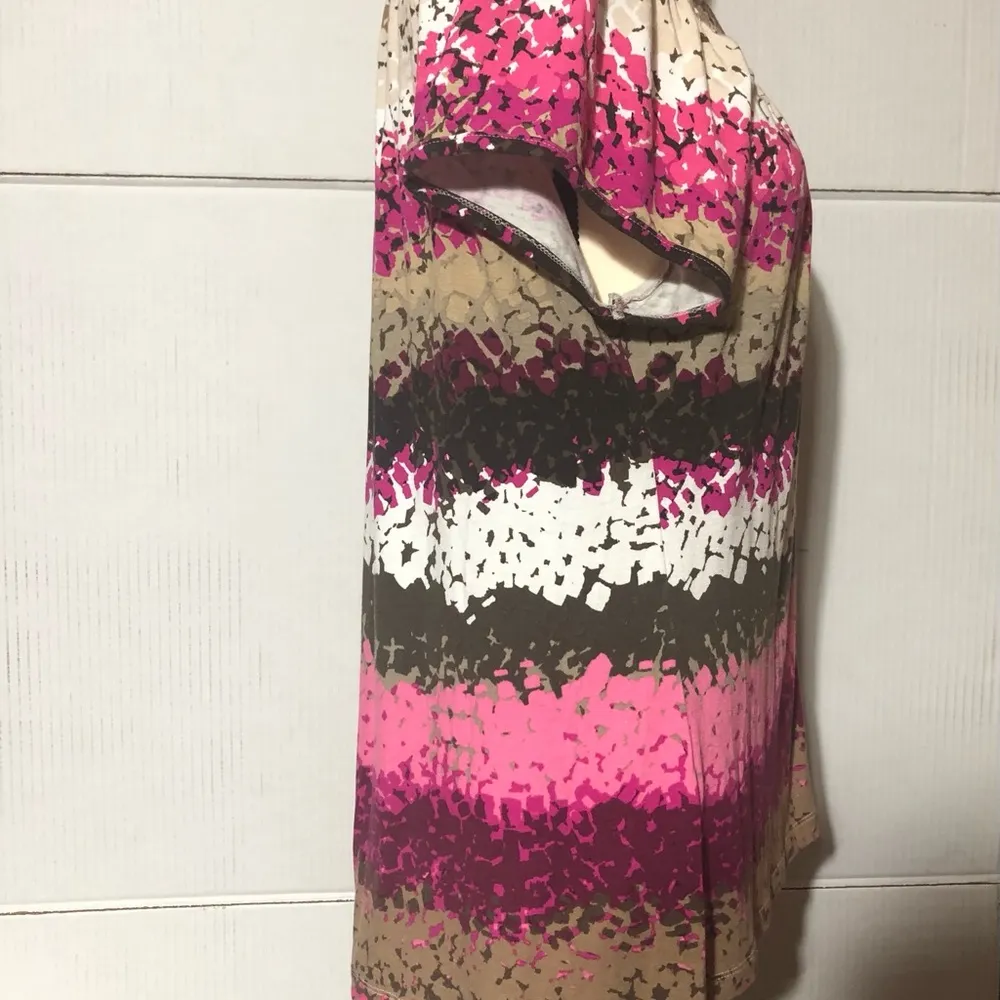 Christopher Banks XL WONEN’s summer top in pink white and brown. - Image 2
