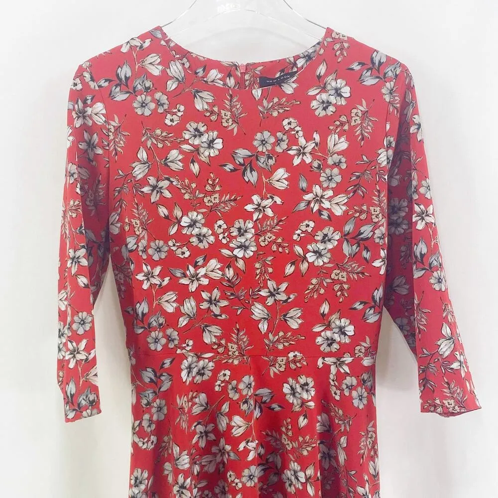 NEW LOOK ASOS Red Floral Knee Length Casual Dress - Image 10