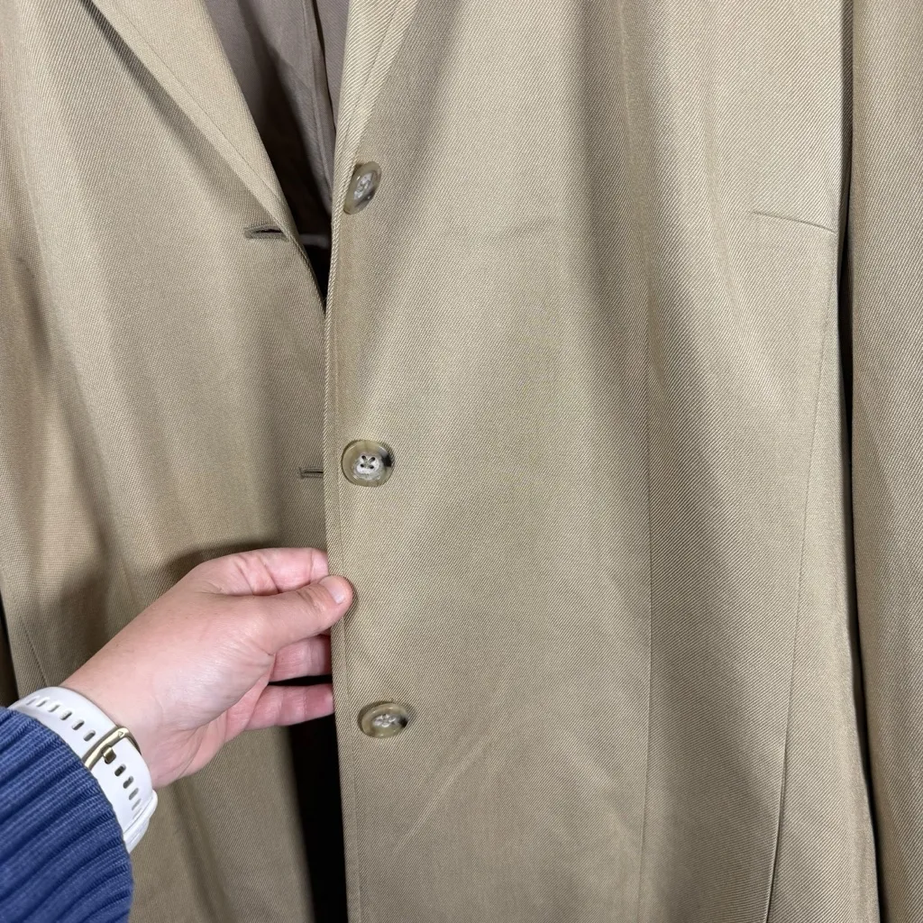 VINTAGE Banana Republic 100% Silk Button Blazer in Beige Size 14 - Image 3