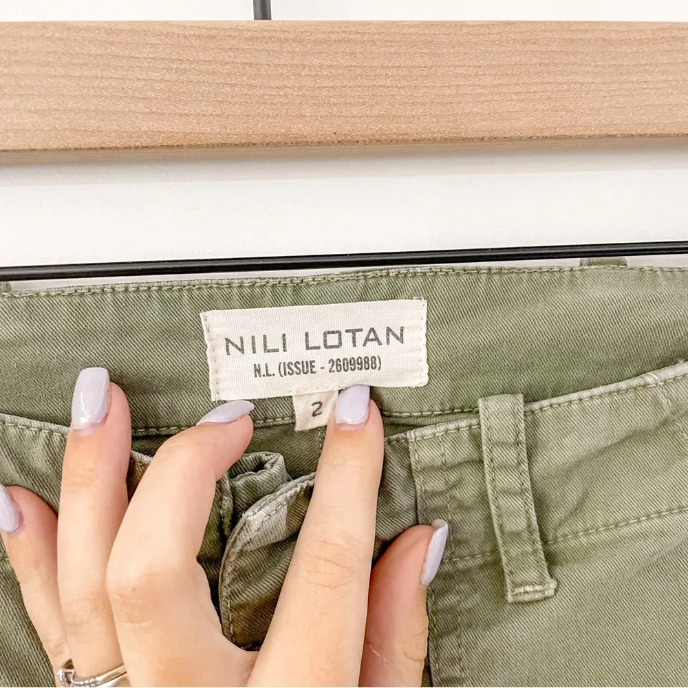 Nili Lotan Cropped French Military Pants Camo Green Grosgrain Tape Size 2 - Image 5