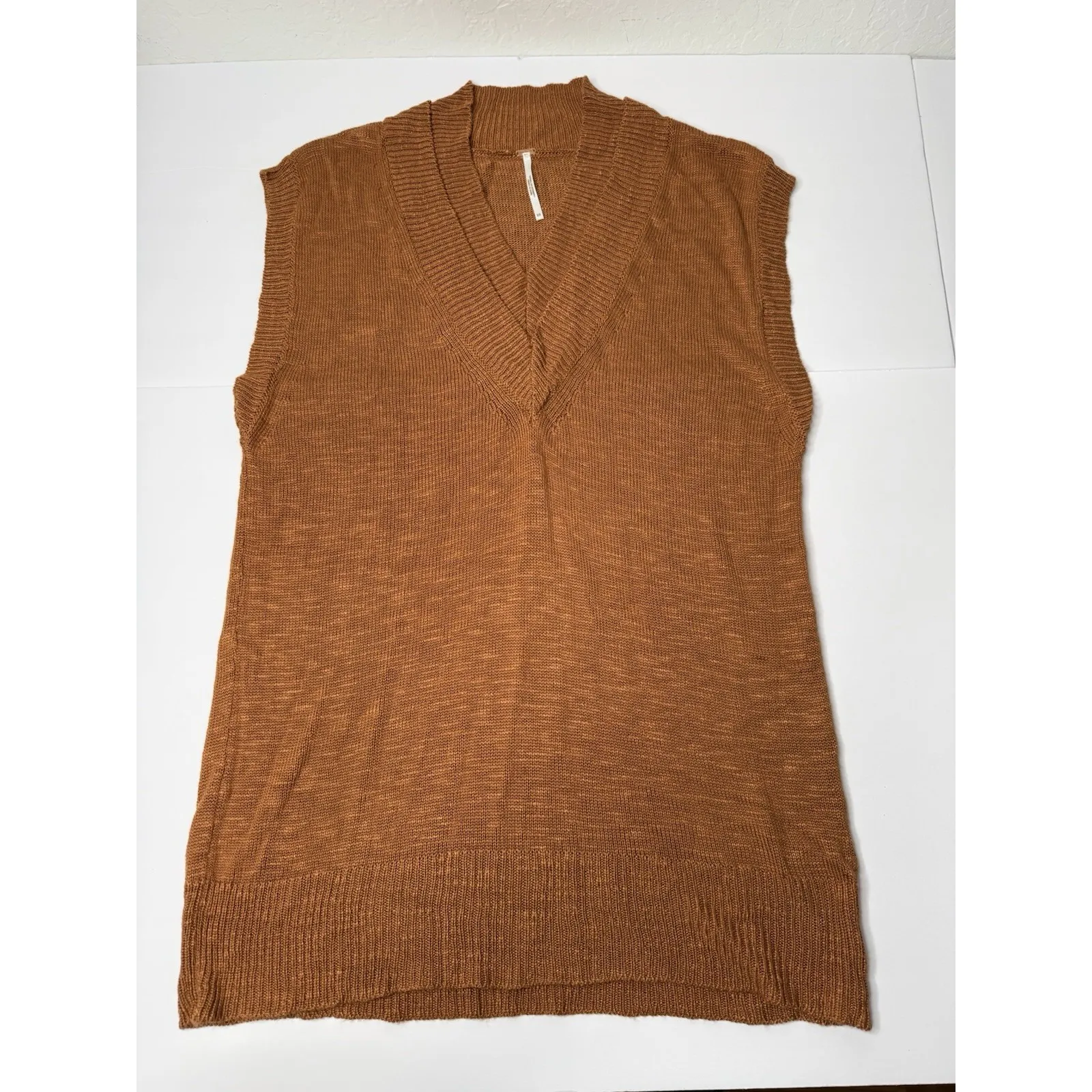 Free People Hannah Vest Size XS Oversize Slouchy Layer Tunic Top Burnt Orange - Image 8