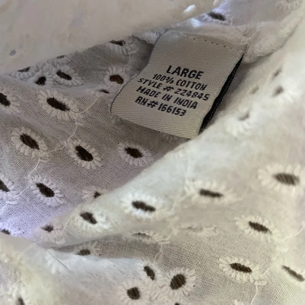 Poof! White Eyelet Lace Ribbon Bow Strap Sleeveless Babydoll Top Size‎ Small - Image 4