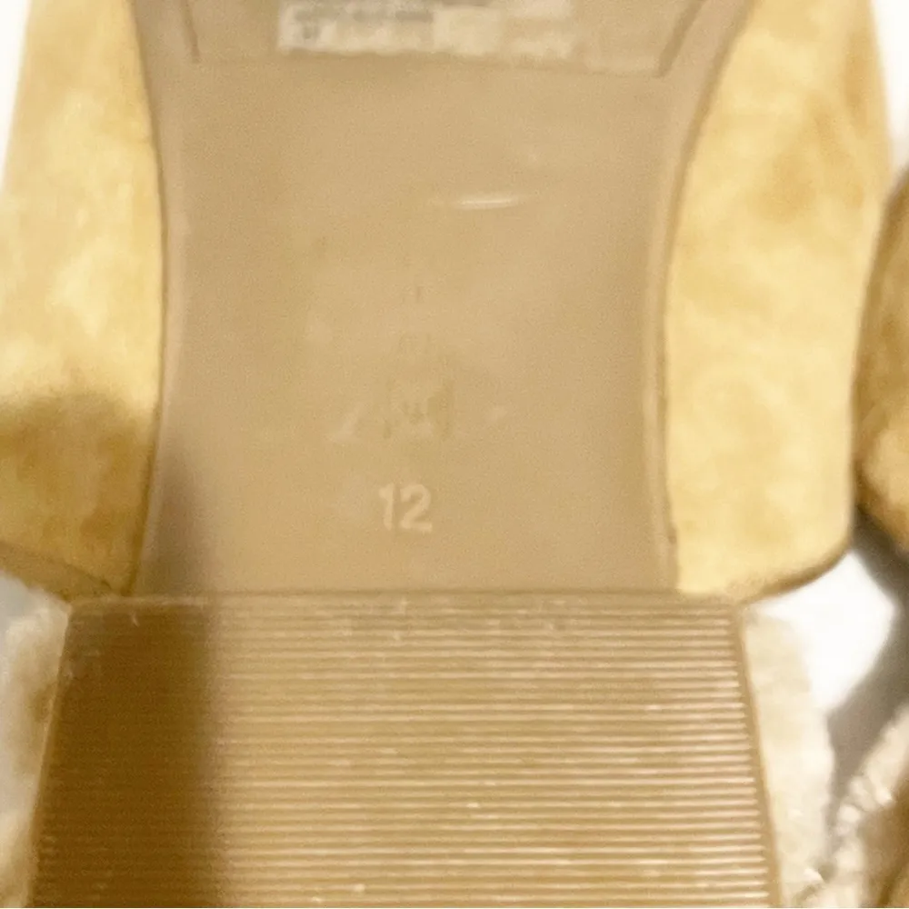 Birdies Size 12 Faux Fur Low Almond Toe Tan Faux Suede Slip On Casual Classic - Image 7