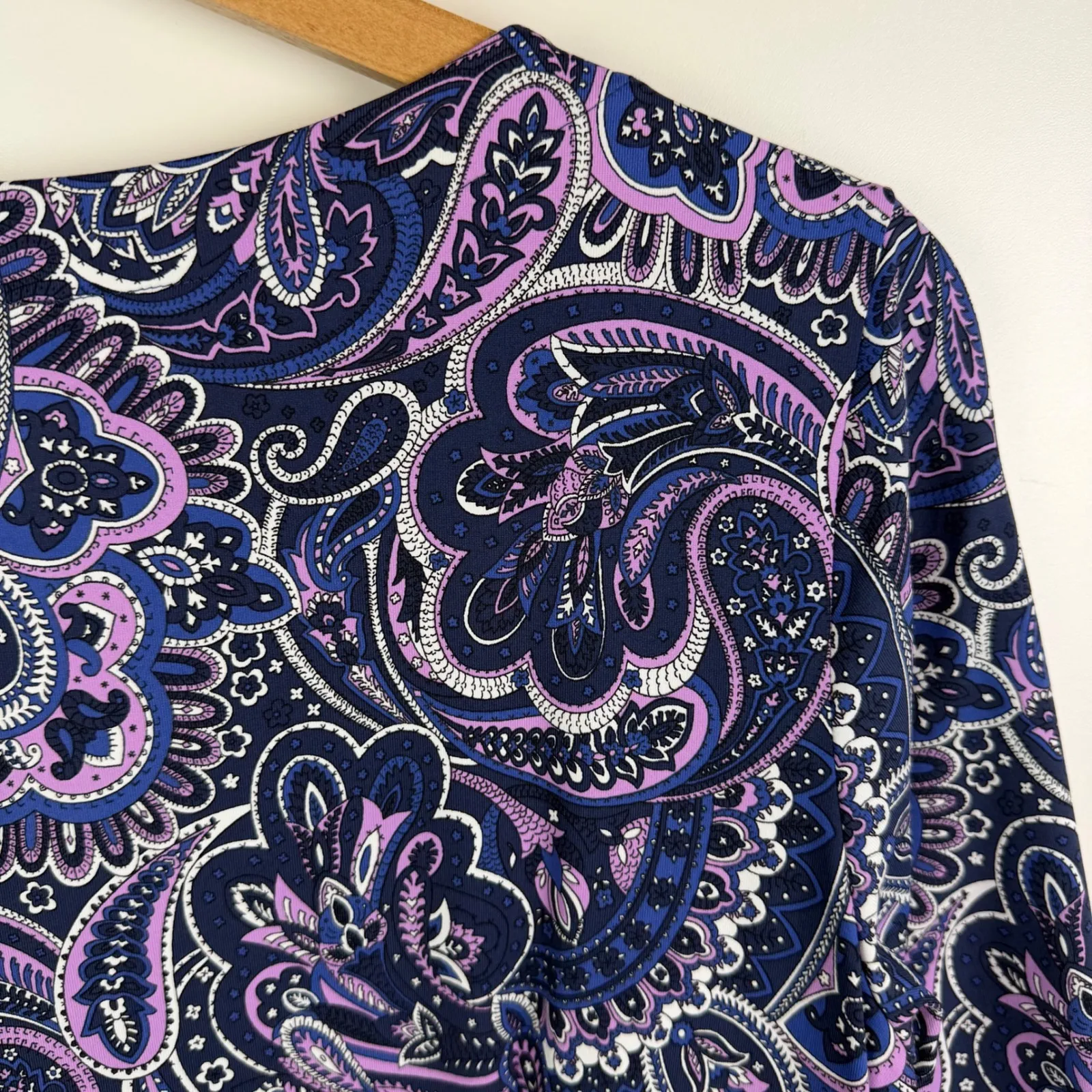 Talbots Paisley Knit Dress Large Multicolor Soft Stretch Lightweight Preppy Fall - Image 3