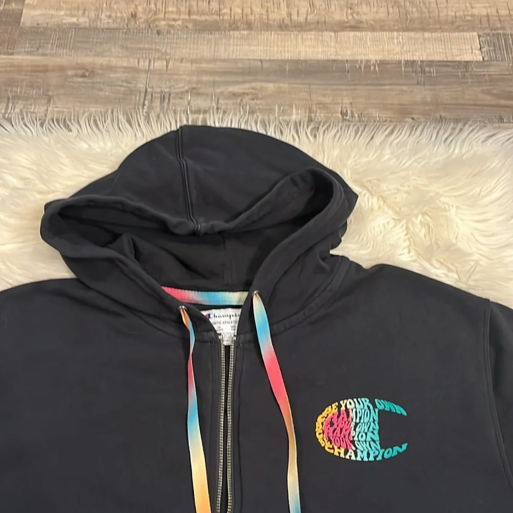 zip front hoodie hooded sweatshirt ‘Be Your Own Champion’ 2X - Image 3
