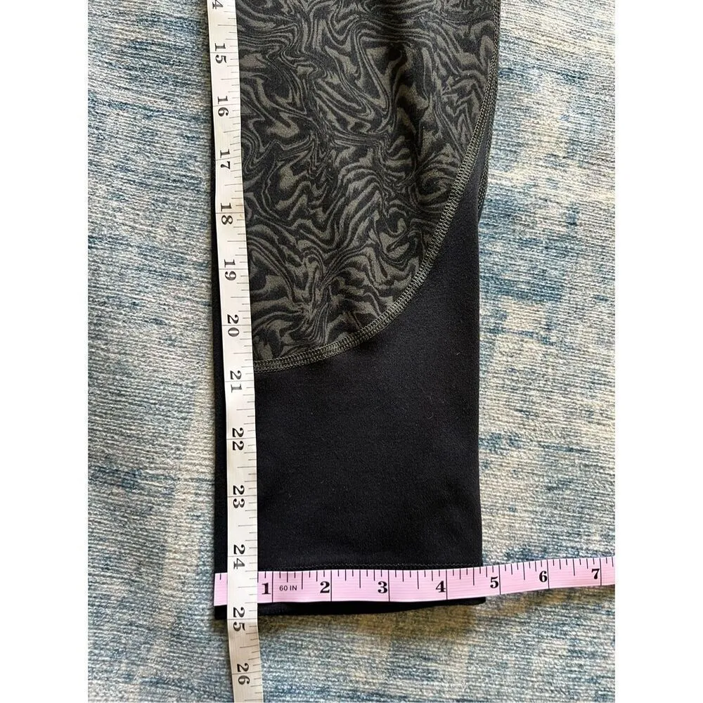 Under Armour Black Gray Green Abstract Marble Print Back Pocket Ankle Legging M - Image 8
