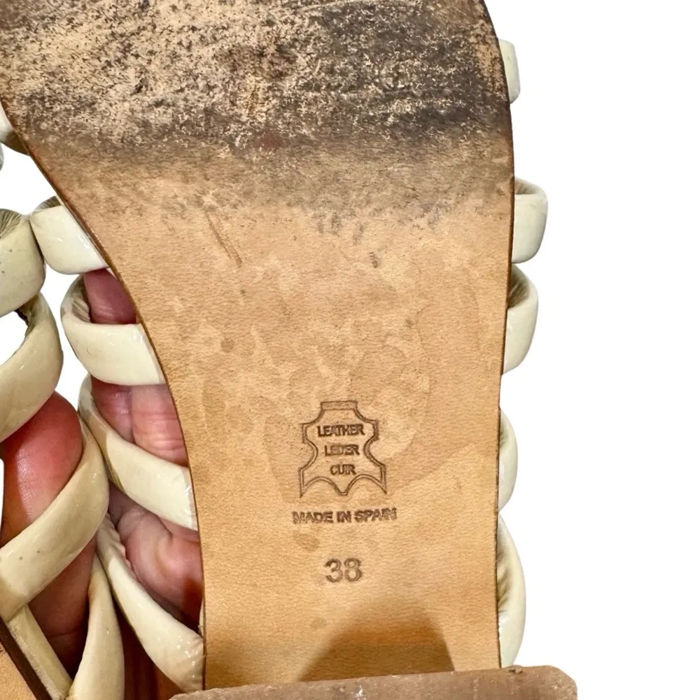 Paloma Wool Maria Sandal Off White Patent Leather Sculptural Heel 38 PLEASE READ Tan Size 8 - Image 13