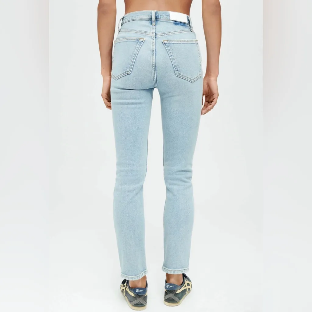 REDONE Women’s Blue Wash Comfort Stretch High Rise Ankle Crop Size 26 - Image 2