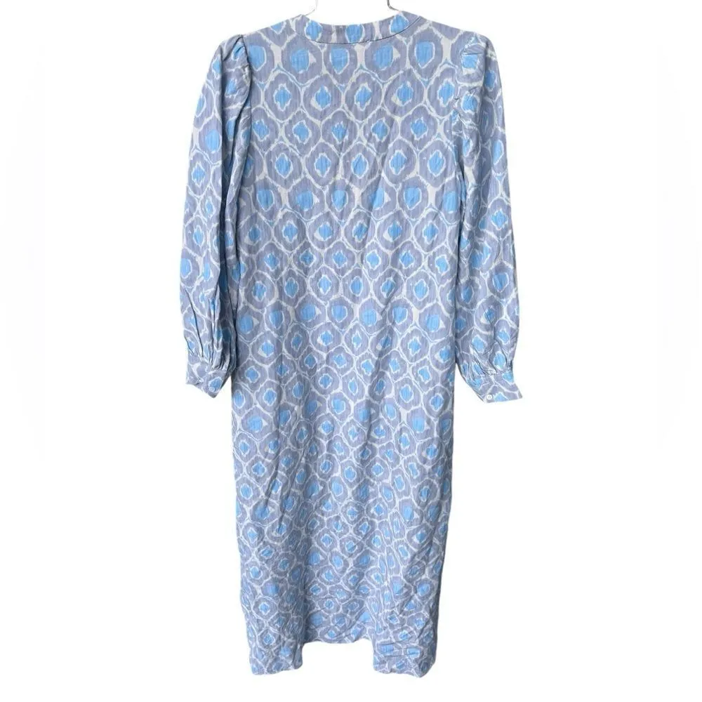 HYACINTH HOUSE Blue Ikat Zipper Zadie Maxi Dress XS - Image 4