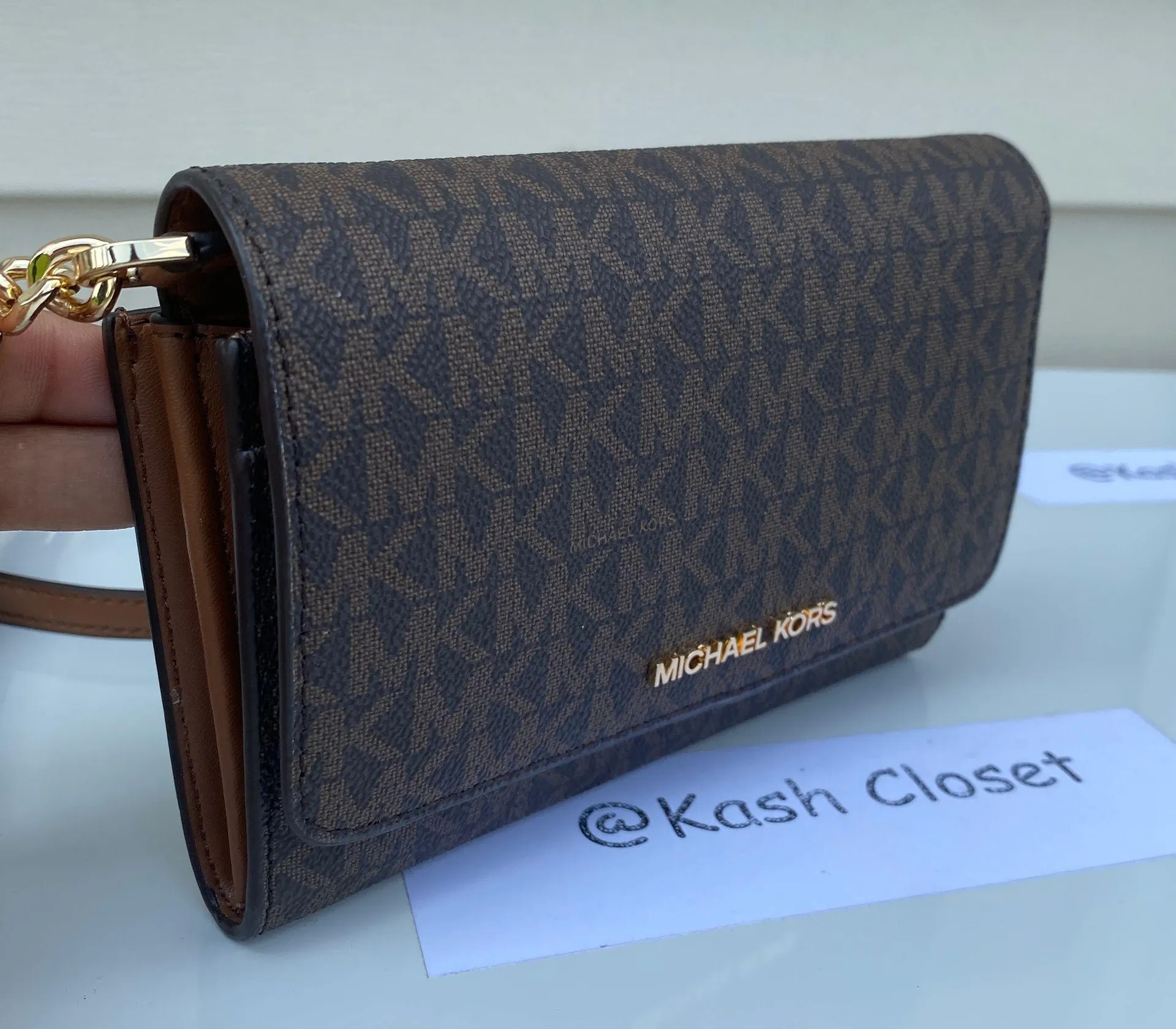 MK JST MD MF Phone Crossbody Brown Signature - Image 7