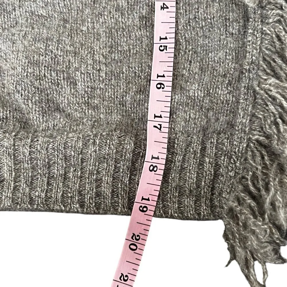 AQUA 100% 2-Ply Cashmere Fringe Crew Neck Sweater Size XS Taupe - Image 8