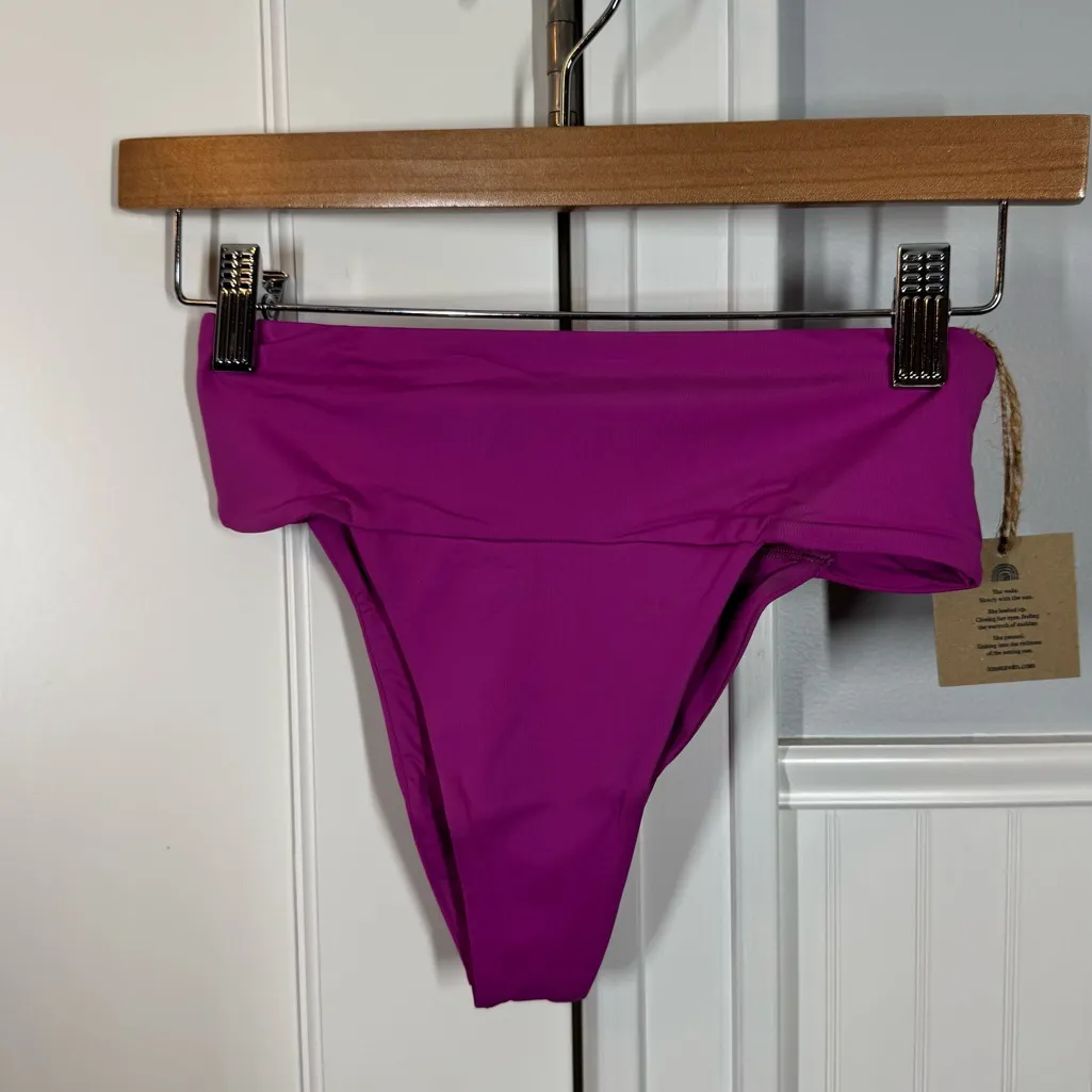NWT Toast Signature Banded Waist Bikini Bottom, Purple Orchid, Size XS - Image 2