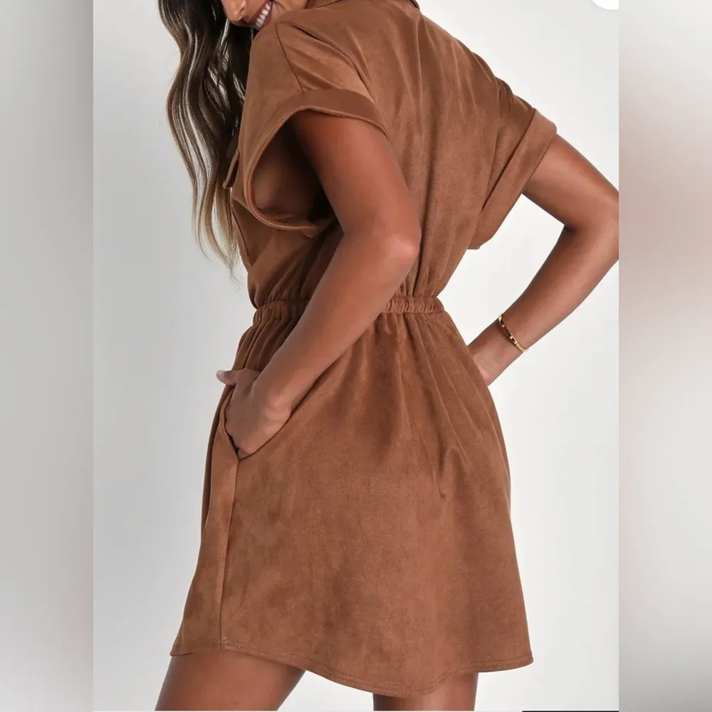 Lulus Brown Suede Dress Size Large NWT - Image 2