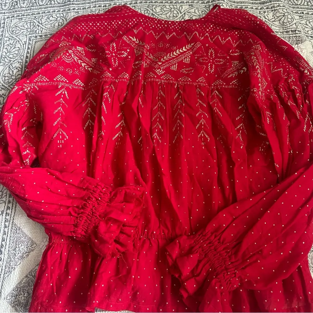Free People Counting Stars Red Peasant Top - Image 7