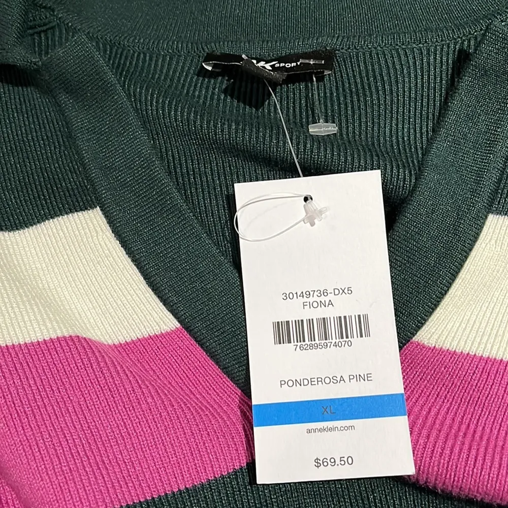 NWT Anne Klein Sport Fiona Long Sleeve V-Neck Polo Pullover - Image 6