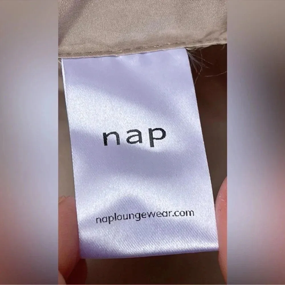 NAP loungewear Oversized Padded Down Puffer Coat in a neutral Sand size medium Tan - Image 10