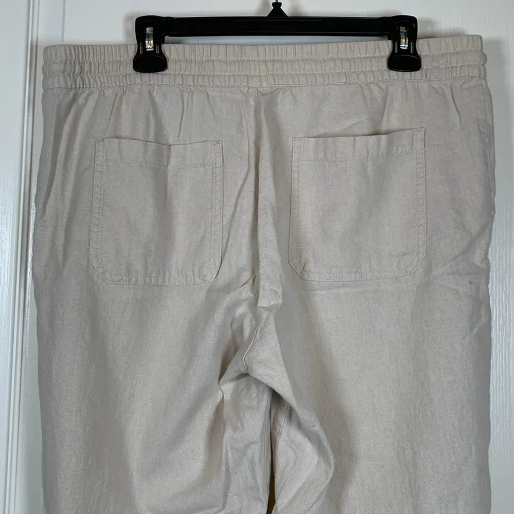 Old Navy Cream Linen Blend Ankle Pants Size Large EUC #VEG-0087 - Image 5