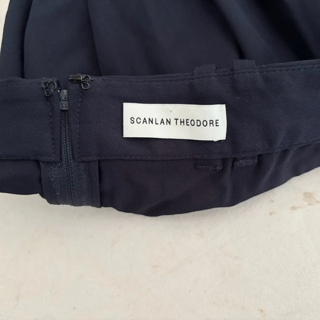 Scanlan Theodore Rivet Belted Knee Length Skirt Blue Size 6 - Image 3