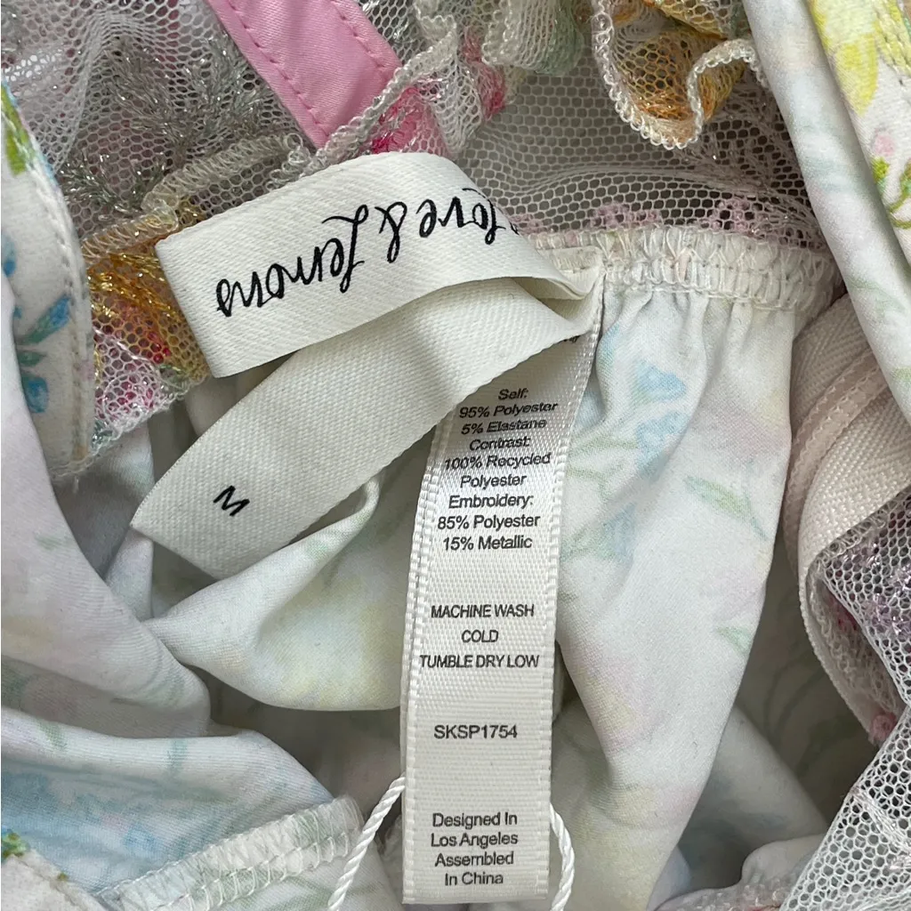 For Love & Lemons Dress floral glitter garden slip womens Pastel medium romantic - Image 2