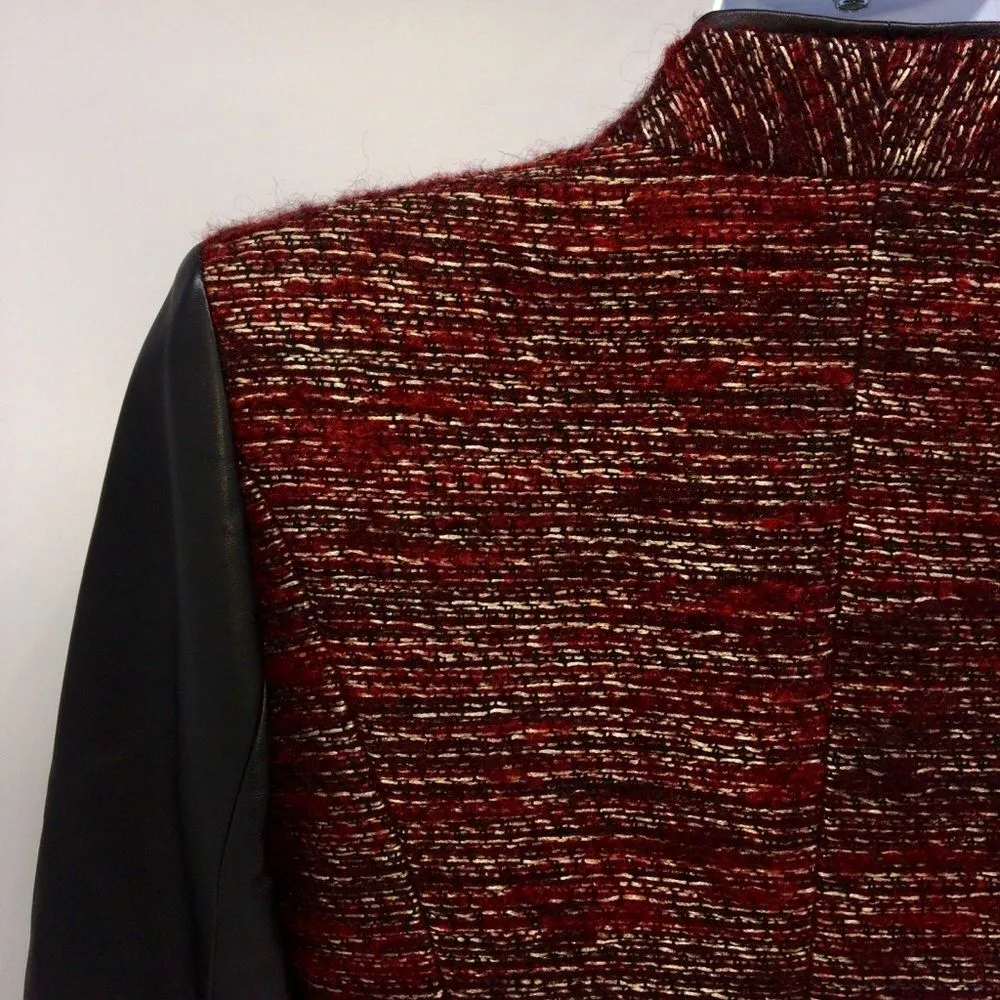 Classiques Entier Wool/Alpaca Blend Dark Red Tweed w/Leather Sleeves/Trim - Image 9
