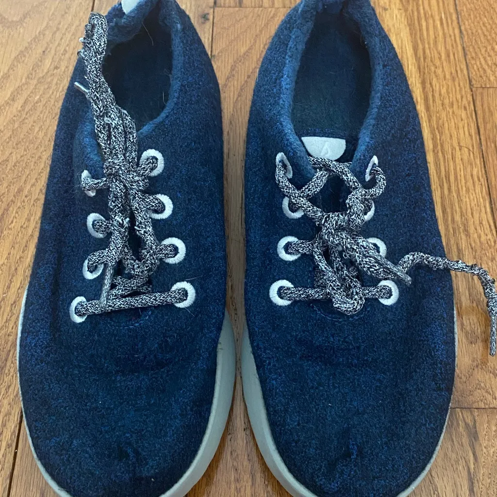 Womens Allbirds Navy Blue Gray‎ Wool Runners Sneakers PO 0124 Size 9 - Image 2
