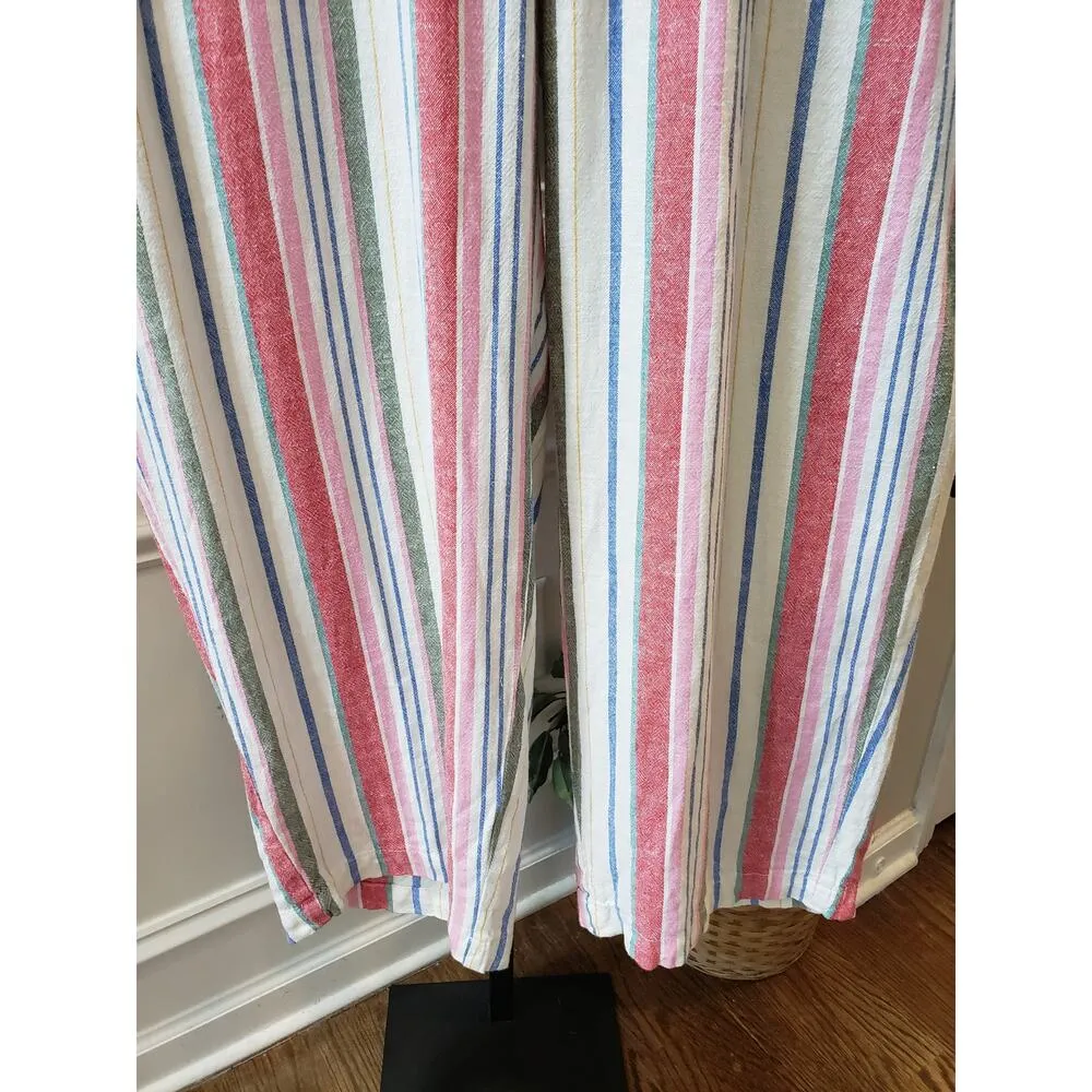 Old Navy Ankle Pants Womens 2X Plus Multi Striped Linen Relaxed Fit Drawstring - Image 11