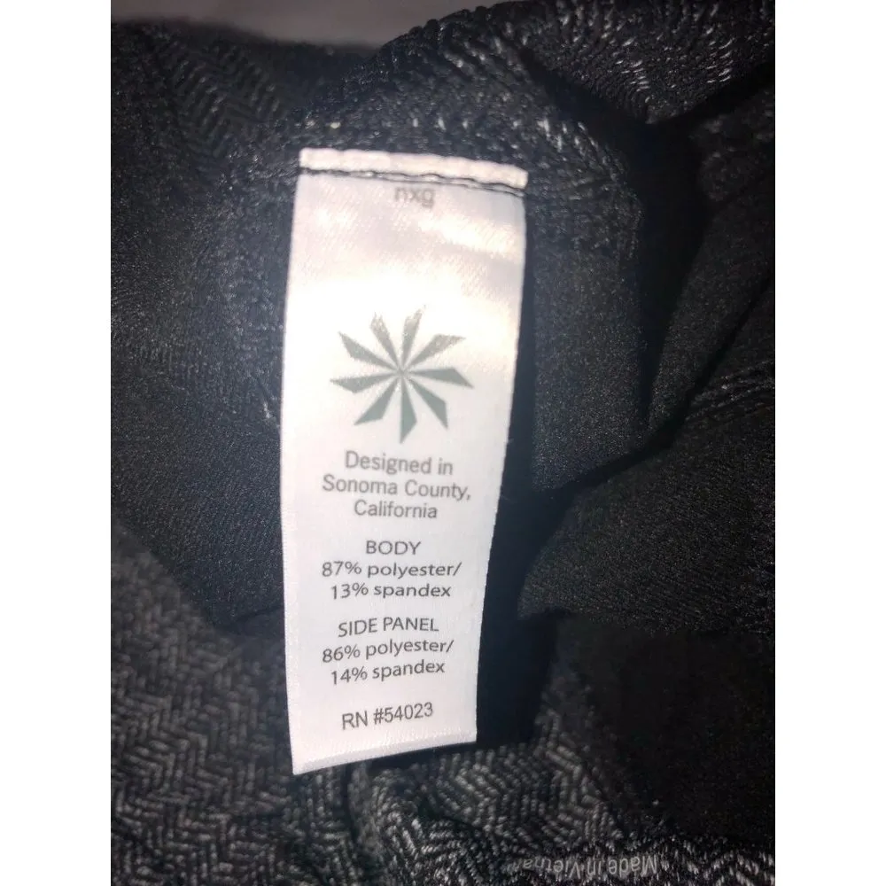 Athleta Size M Legging Luxe Herringbone Metro Drifter Faux Leather Pockets Black - Image 10