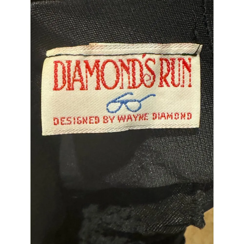 Vintage 80's Diamond's Run by Wayne Diamond sequin beaded black dress X - Image 12