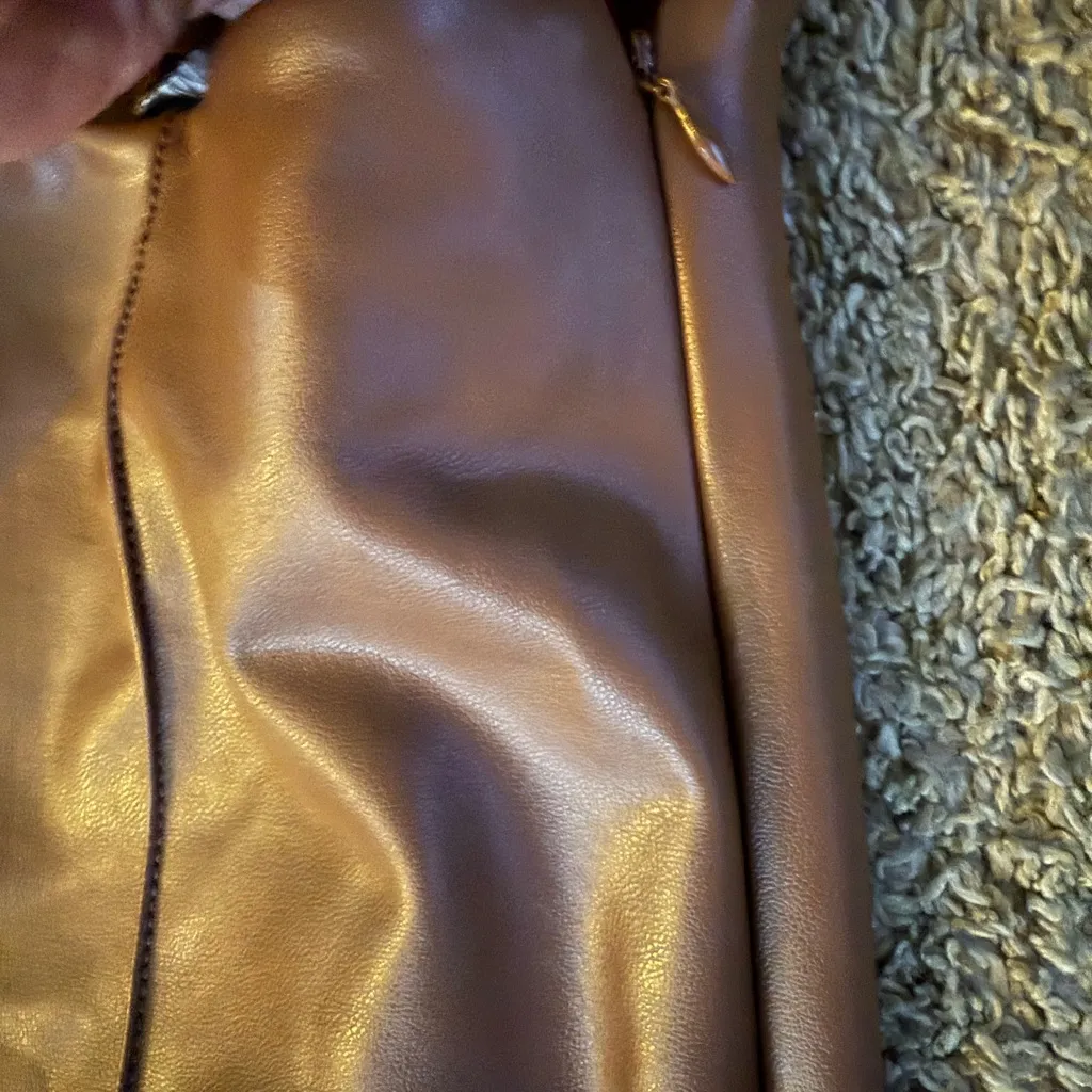 Shinestar Brown Faux Leather Skinny Pants Women’s Sz XL - Image 5