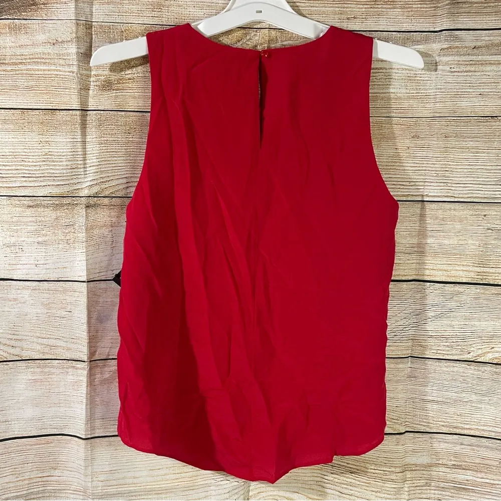 Tart silk linen sleeveless round neck red blouse women Size XS - Image 7