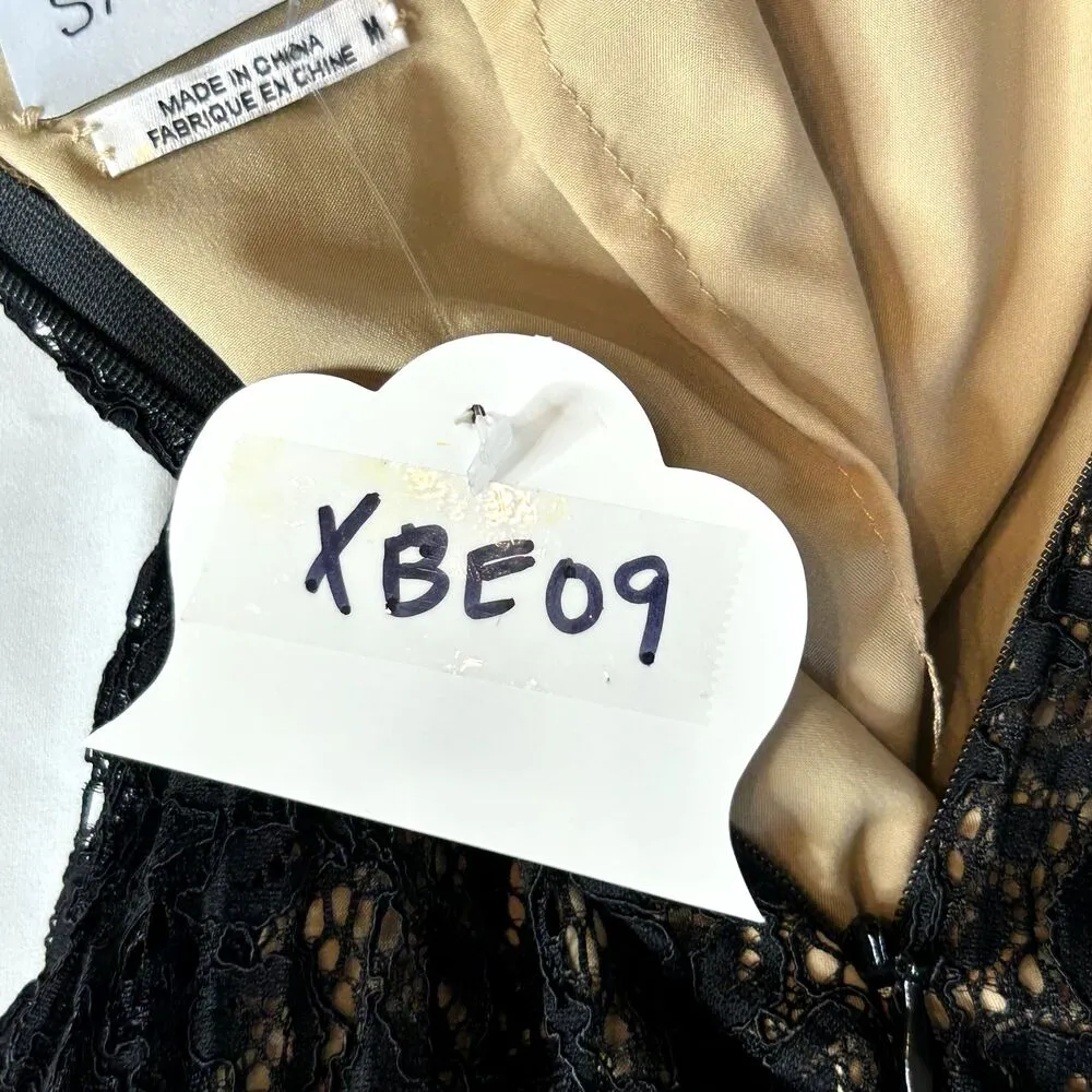 SAYLOR Amity Black Lace Long Sleeve Back Cutout Mini Dress Mock Neck M ($265) - Image 12