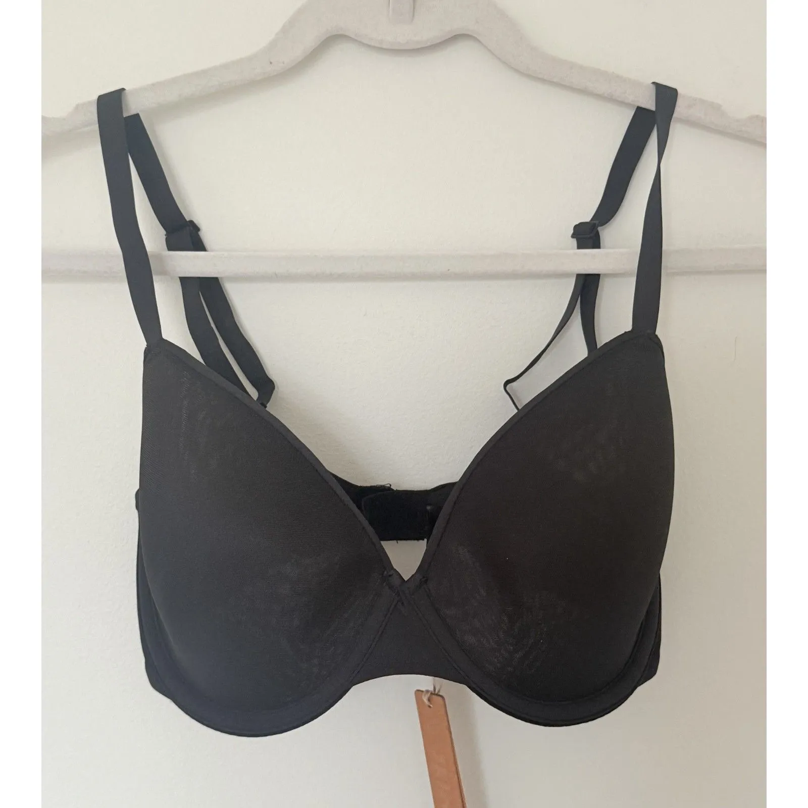 Skims Onyx Unlined Mesh Demi Bra Weightless Sheer Microfiber Underwire Lift 32DD - Image 2