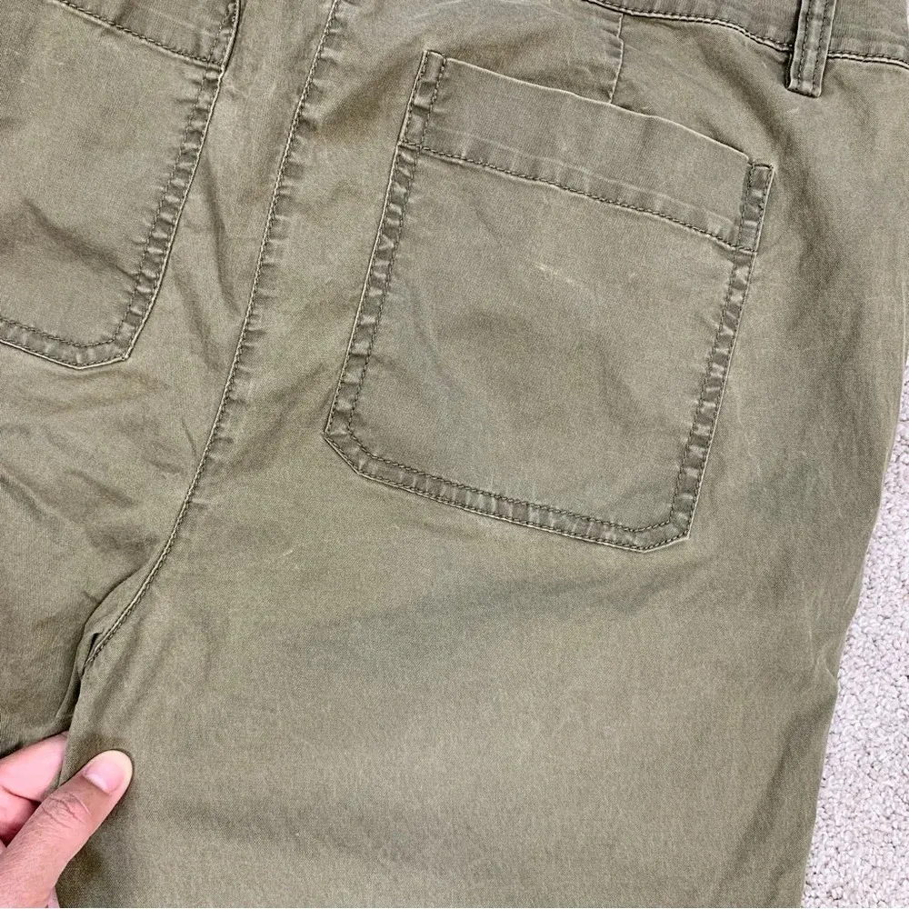 Eileen Fisher Tapered Ankle Pants Mid Rise Organic Cotton Blend in Olive Size SP - Image 17