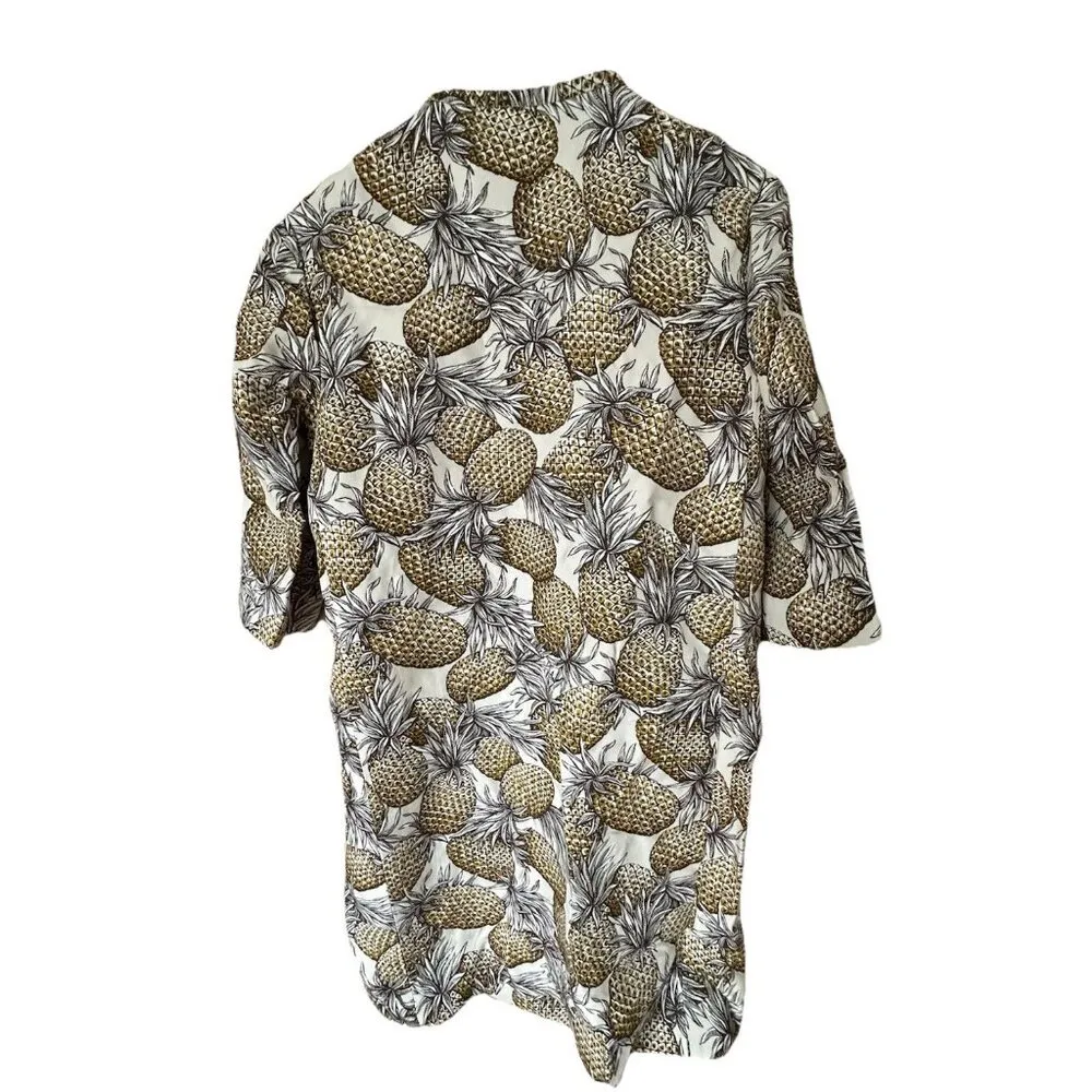 Lyn Devon Audrey Pineapple Button 3/4 Sleeve Lightweight Jacket Size 6 Tropical Gold - Image 4