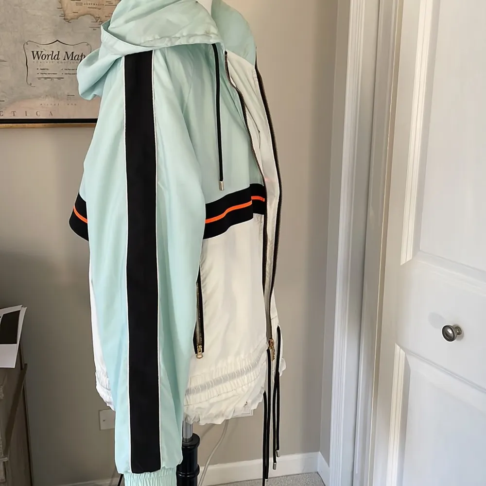 Coolest Light Blue Drawstring PE Nation Windbreaker Size L - Image 6