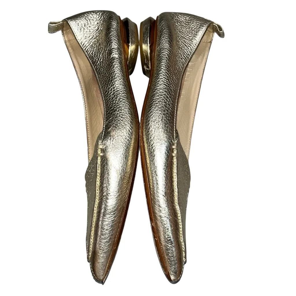 Nicholas Kirkwood Gold Metallic Leather Beya Loafers Flats Shoes size 39 - Image 7
