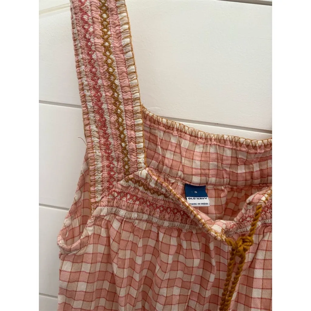 Old Navy‎ Women's Pink Gingham Sleeveless Knee Length Dress Size S - Image 4