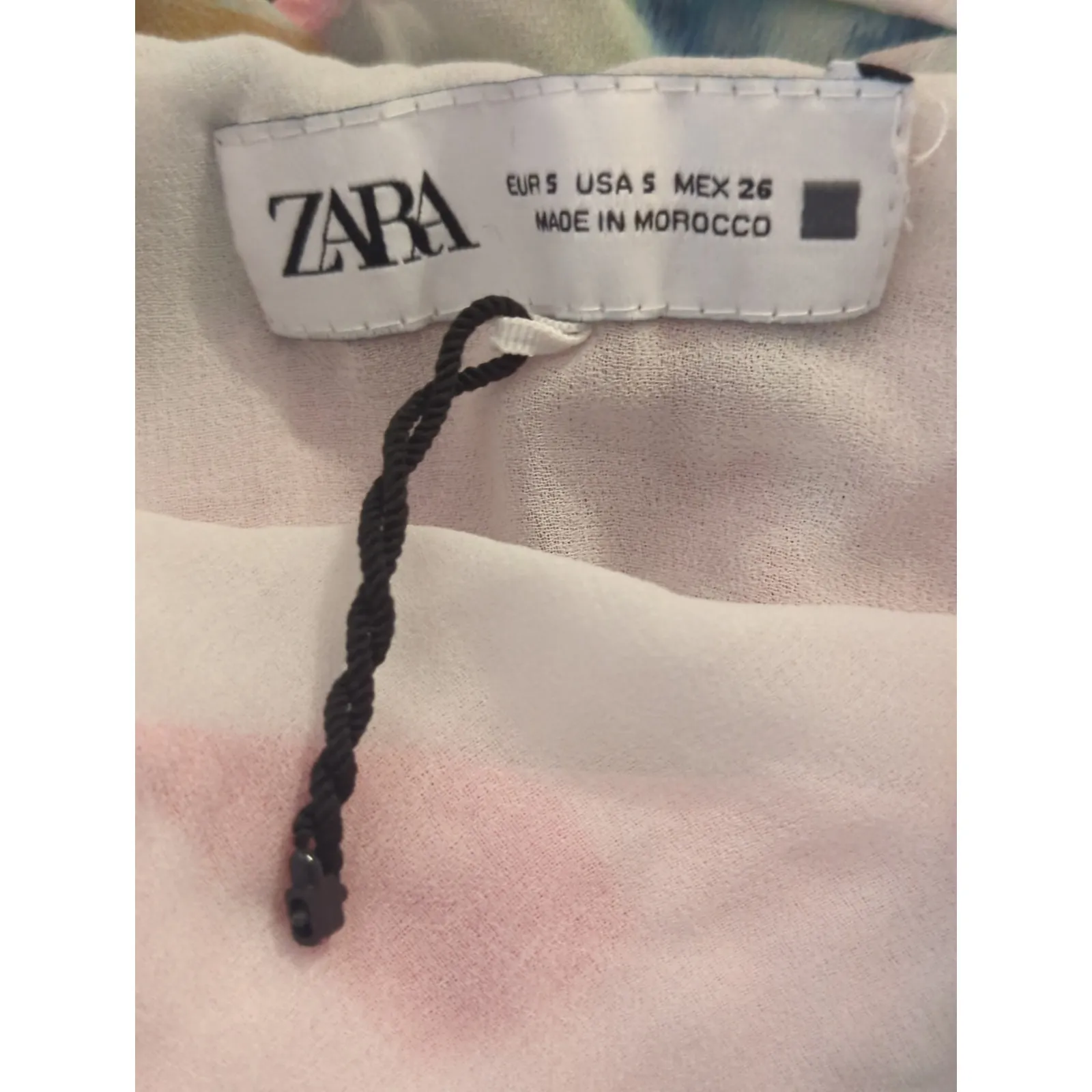 Zara Pink Blue Pastel Watercolor Ruffled Mini Dress Womens S NWOT Coquette Fairy - Image 13