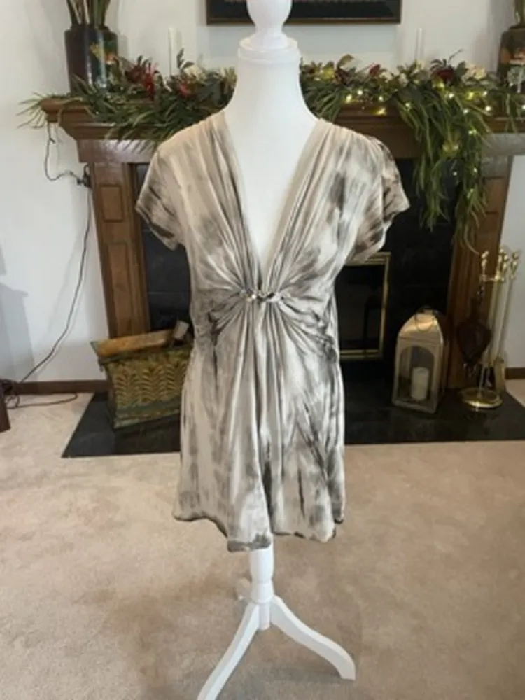 VTG 90s Y2k‎ Fairy Grunge Beads Tie Dye Brown Cream Size Medium - Image 2