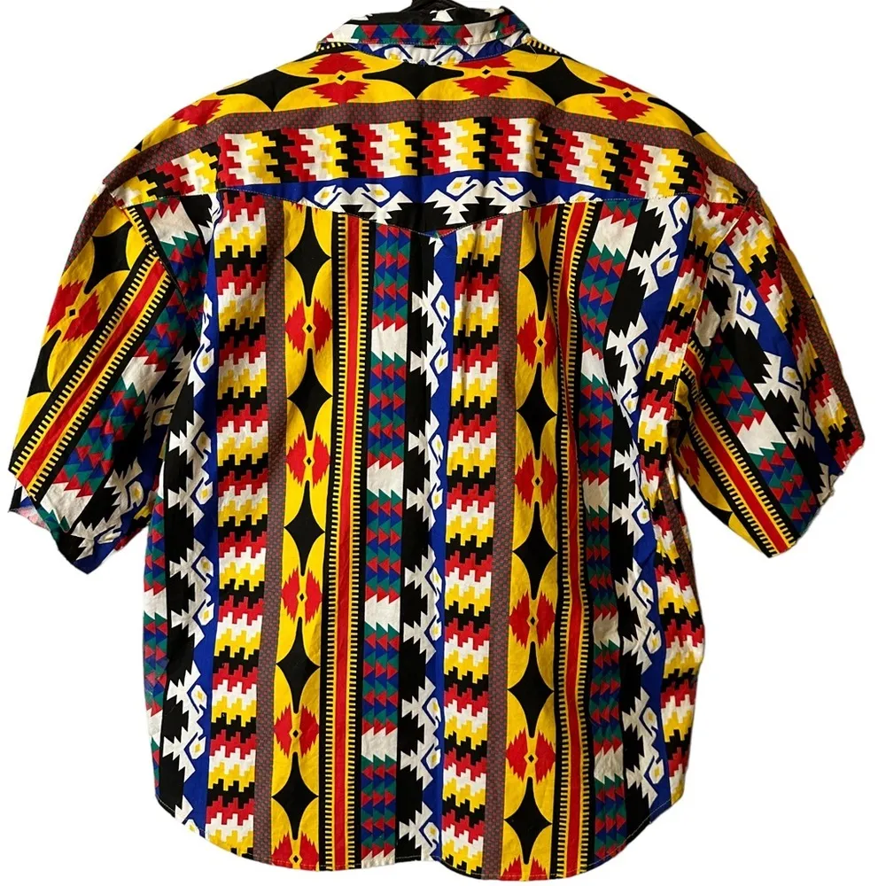 Vintage Side Saddle 100% Cotton Cutoff Sleeves Button Up Top Western Size Large Black - Image 9