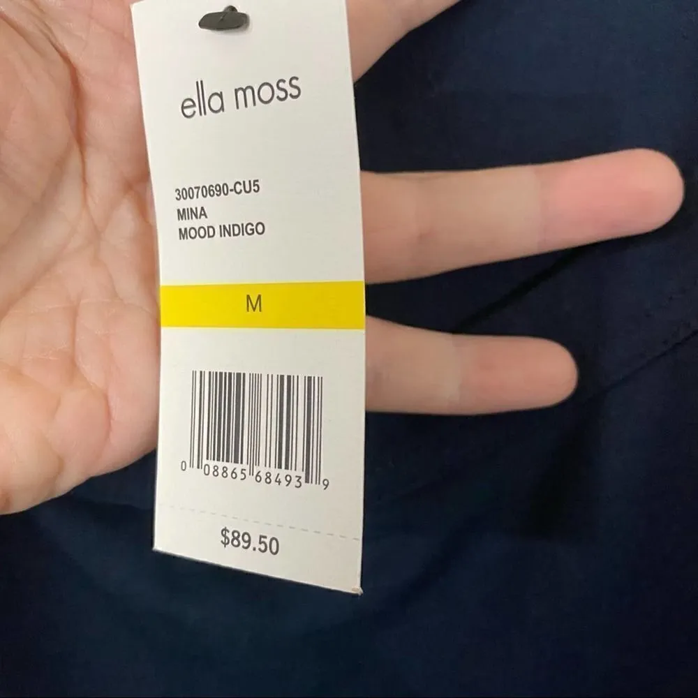 ella moss Mina Midi Dress Sleeveless Size Medium Mood Indigo Color - Image 8