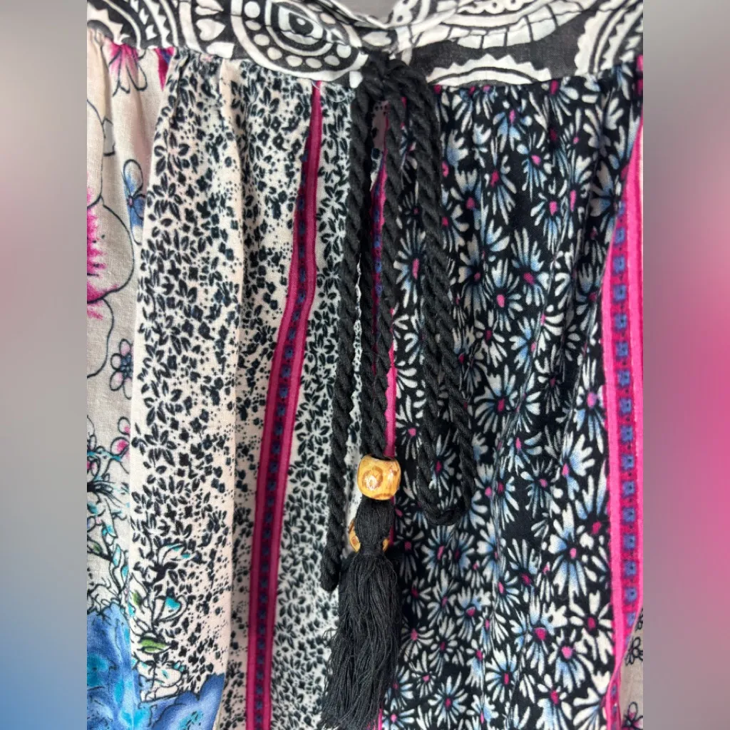 Flying Tomato S Boho Mixed Media Cotton Top - Image 3