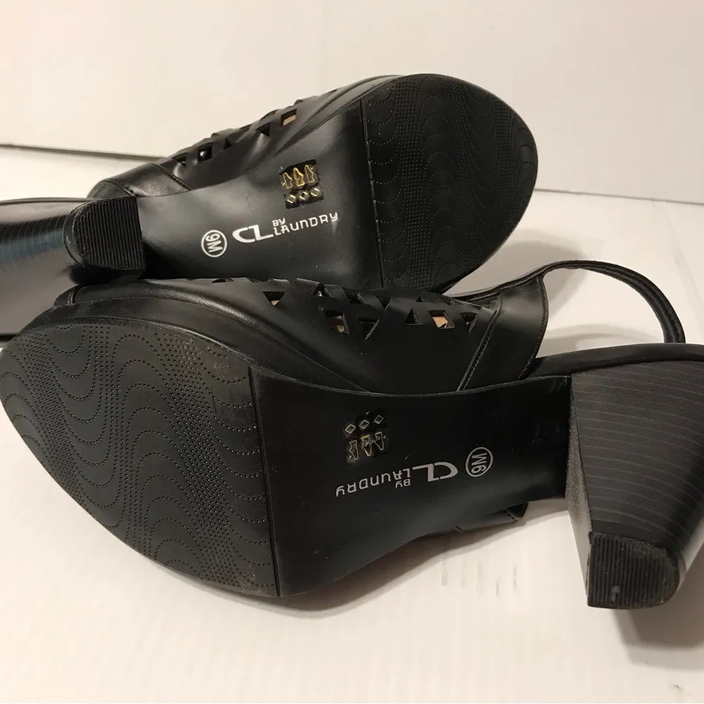 Women’s ankle strap sandal heel peep shoe size 9M black - Image 6